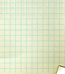 Blau-Karierter Notizzettel, gelblicher Hintergrund, Eselsohr
